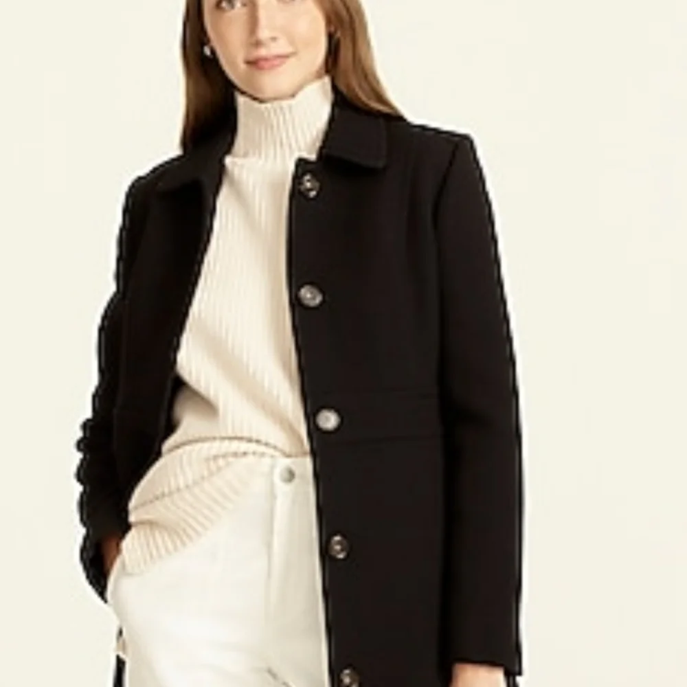 J. Crew Women's Black Wool Blend Pea Coat - Picture 2 of 9